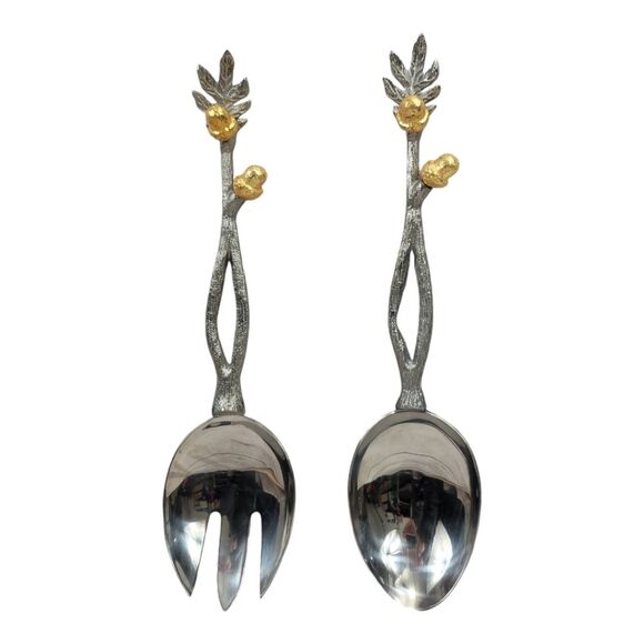Acorn Branch Decorative Silver Serving Set - Picture 1 of 9